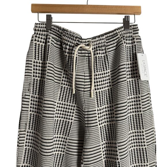 L*Space Sprinter Plaid Print Relaxed Fit Cream Black Jogger Sweatpants Size S - Picture 5 of 12